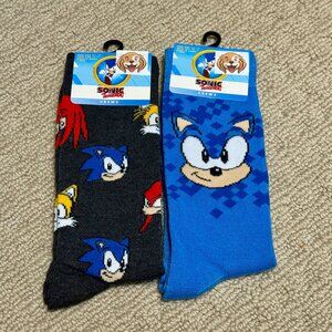 2 Sonic The Hedgehog New Novelty Crew Socks Size 6-12/13 - Men's/Women's -